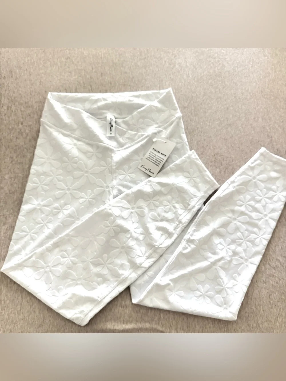 Kenny Flowers The Santorini White Floral Jacquard High-Waist Leggings Sz Medium